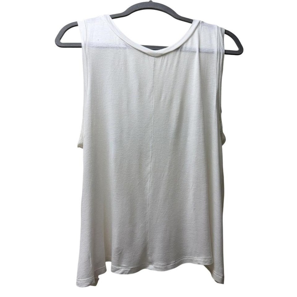 Lucky Glitter Graphic Tank White Flowy Boho Festival Top Small - Picture 2 of 8